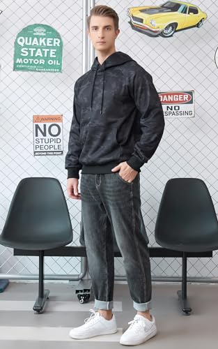 Mens Fashion Hoodies Pullover Drawstring Hooded Long Sleeve Sweatshirt with Pocket3