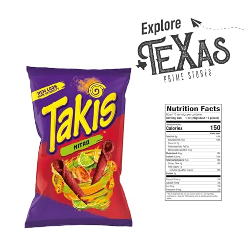 Takis - Lavinia Essentials Bundle: 4-Pack of Nitro Sharing Size Bag, Hot Chili Pepper Rolled Tortilla Chips 9.9 oz Bag + 1 Utility Prop