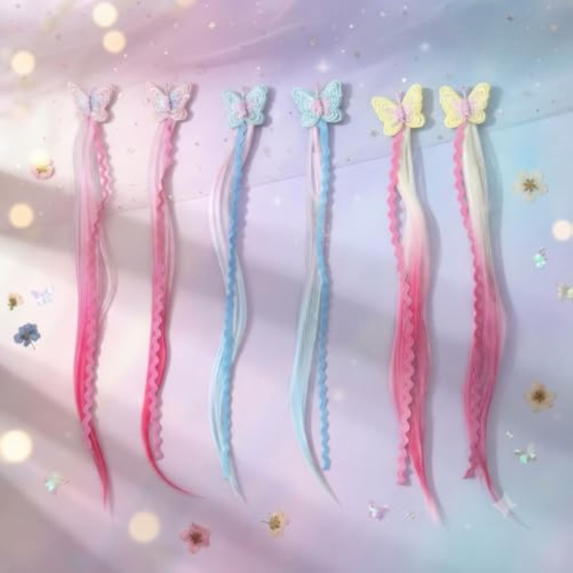 Colorful Curly Hair Extensions with Cute Unicorn Clips