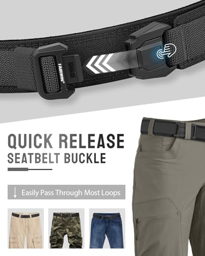 FAIRWIN Duty Belt, Tactical Battle Molle 1.5 Inch Carry Belts for Men with Quick Release Seatbelt Buckle