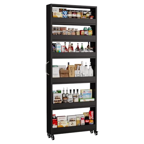 Qiaoxuan Slim Storage Cart, Lightweight 6 Tier Metal Rolling Utility