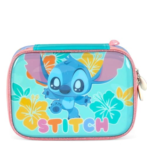 Luxcel Estojo Escolar Box 100 Pens Stitch Aloha, Turquesa, Poliéster, 22x15x7 cm, Infantil Unissex