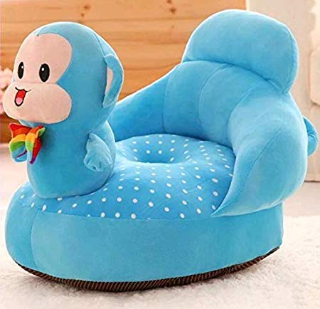 Image of Besties Cotton Toddlers Training Seat Baby Safety Sofa Dining Chair /Learn to Sit Stool, 3-12 Months (Blue-Monkey Sofa Chair)