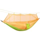 DAIHAN Camping Hamaca con mosquitera Ligero Nylon paracaídas Hamaca Hamaca de Carga para jardín al Aire Libre Camping Senderismo Mochila de Viaje Amarillo Verde M