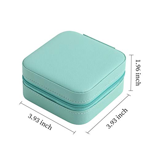 Image of CASEGRACE Faux Leather Travel Jewelry Case, Small Jewelry Box Portable Jewelry Travel Organizer Display Storage Case For Rings Earring Necklace Bracelet, Gift For Women Girls, Blue