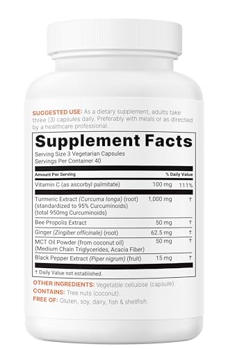 Image of Micro Ingredients Pure Turmeric Curcumin Supplement 1,000mg - 95% Curcuminoids with Black Pepper & Ginger - High Absorption for Joint & Antioxidant Support* - Filler Free, 240 Veggie Capsules