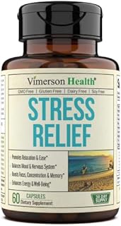 Stress Relief with Ashwagandha, Vitamin B Complex B1, B2, B5, B6, Calcium, Magnesium, Chamomile, Valerian, 5-HTP, GABA. Mind Clarity, Relax & Mood Supplement 60 Capsules