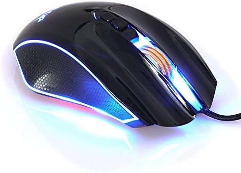 EMISH Gaming Mouse, LED Backlit Wired Mouse with 6 DPI Adjustment Levels for Notebook, PC, Laptop, Computer, MacBook - Black