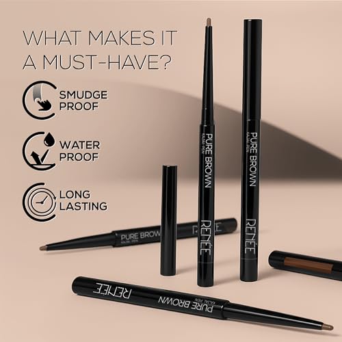 Image of RENEE Pure Brown Kajal Pen with Sharpener |24 Hrs Stay Long Lasting Kohl Pencil |Matte Finish, Rich Color Payoff |Smudge & Water Proof with One Swipe Application Formula - 0.30gm