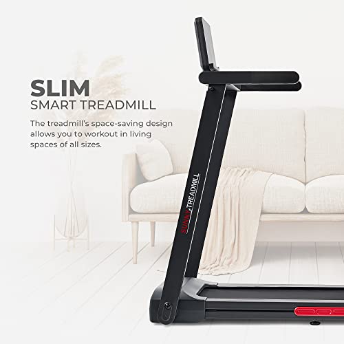 Image of Sunny Health & Fitness Interactive Slim Folding Treadmill with Advanced Brushless Technology, Enhanced Stabilization & Exclusive SunnyFit App Enhanced Bluetooth Connectivity