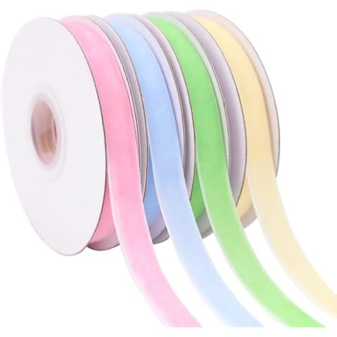 Velvet Ribbon Set 4 Rolls Each 5yards Single Face Spool Satin Ribbon Refreshing Color Wrapping Ribbon for Gift Wrapping Decorating Craft, Bows Making. Cover