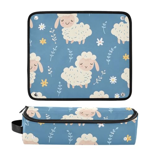 Hair Styling Tools Organizers, Seamless Sheeps with Flowres Portable Hair Tools Organizer with Heat Resistant Mat for Flat Iron Straightener, Curling and Other Hair Styling Tools miniatura 3