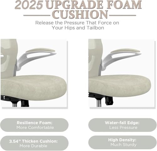 Mimoglad Office Chair, Comfy Desk Chair - High Back Ergonomic Computer Chair with Adjustable Lumbar Support & Headrest, Flip-up Armrests for Guitar Playing, Swivel Task Chair for Home Office - Image 5