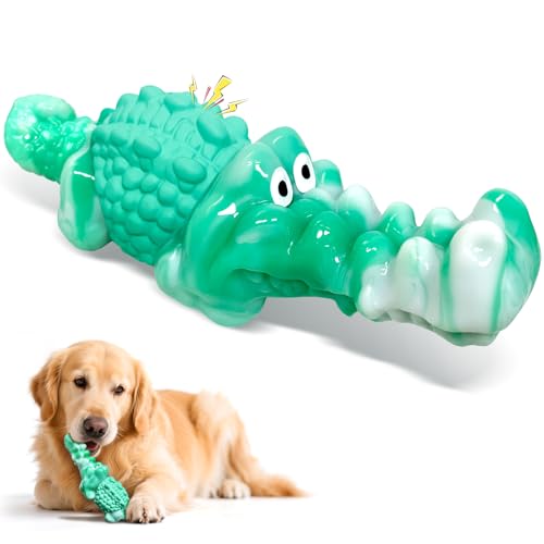 Image of Jeefome Dog Chew Toys for Aggressive Chewers Tough Squeaky Alligator