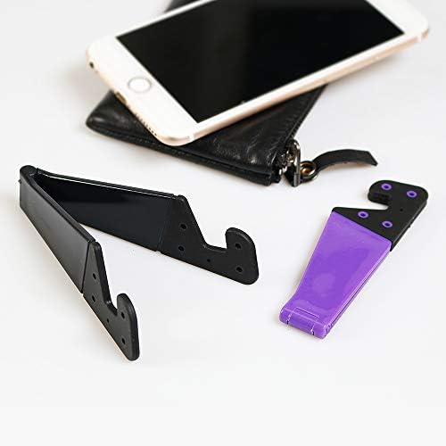 homEdge Cell Phone Stand, Set of 9 PCS Universal Foldable Pocket Size Plastic V Shaped Mobile Phone Desk Mount Holder, Foldable Vertical and Land Scale Mold Stand for Tablet and Smartphones  9 Color