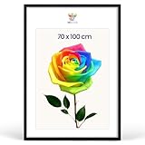 MG Design Cadre photo 70 x 100 cm – Cadre en bois Noir avec verre acrylique incassable, portrait & paysage avec fixation murale renforcée
