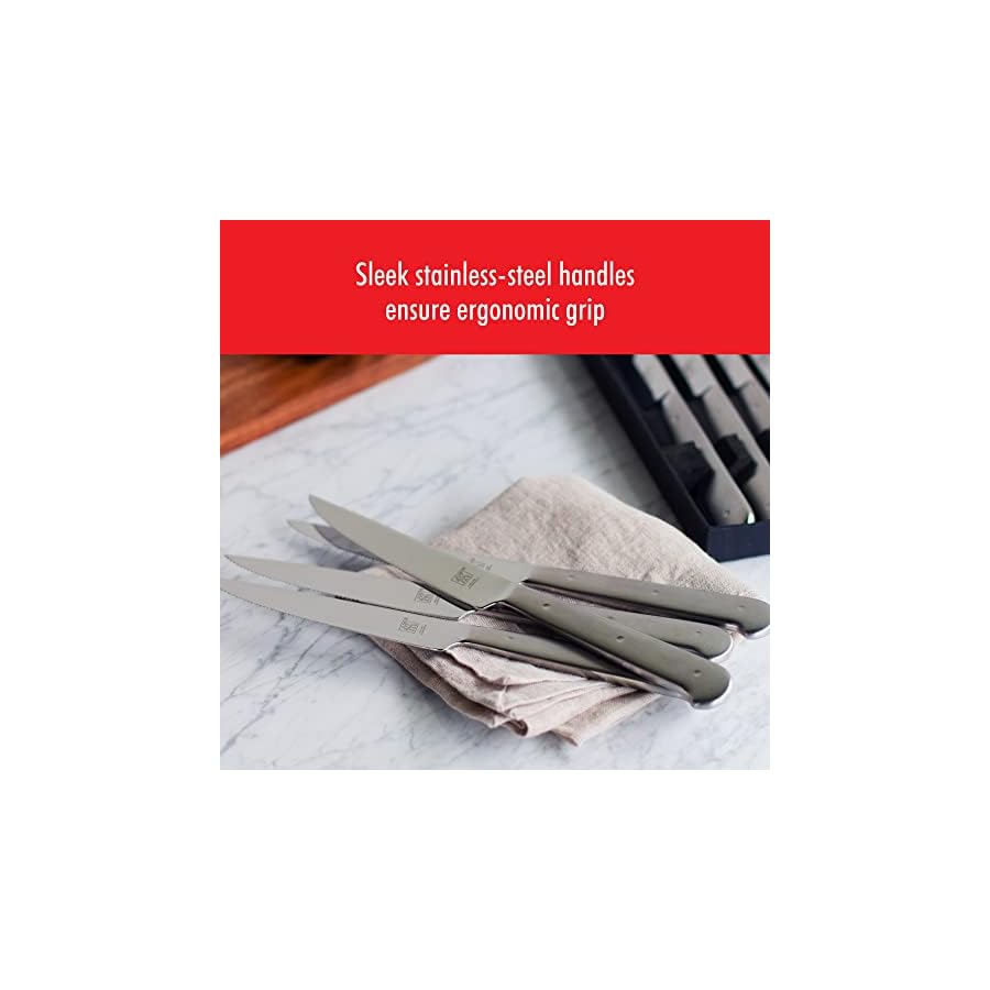 ZWILLING Porterhouse Razor-Sharp Steak Knife Set of 8 with Black Presentation Case, Gift Set, Silver