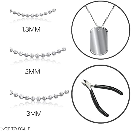 5 Metre Extra Fine Metal Ball Chain (1.3mm) with 20 Connectors for Jewellery Making, Pendant Hanging, Key Rings, Clothing Tags, Craft