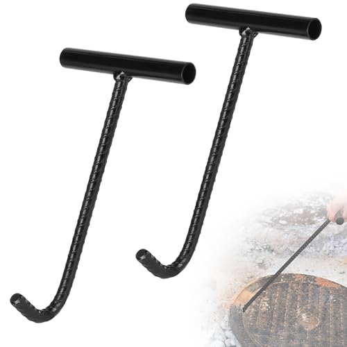 DBREAKS 2pcs Gancio per Tombino Sollevamento, 30cm Gancio per Tombino Ganci, con Impugnatura A T Gancio, Piede di Porco, per Fognature