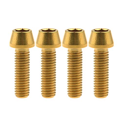 Image of Titanium Ti Bolt M5x9 16 18 20 25 30 35 40 45 50 55 60mm Tapered Head Screws Pack of 4 (M5x16mm, Gold)