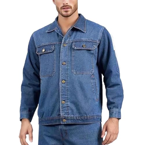 Mens Denim Jacket Washed Ripped Distressed Stretch Stylish Trucker Biker Jeans Jackets Button Down Shirts Jacket