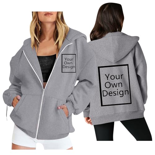 Image of Custom Jackets Design Your Own Full Zipper Hooded Sweatshirt Custom Sweatshirt T Shirts Add Your Own Text or Picture