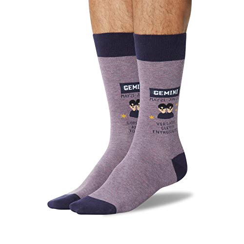 Hot Sox Mens Gemini Zodiac Crew Socks, Mens Shoe Size 6-12.5, White2