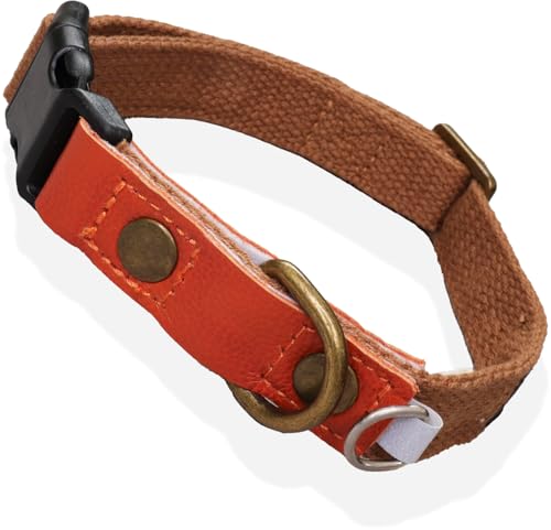 Lil&Fam 犬 首輪 小型犬 中型犬 大型犬 おしゃれ シンプル 柔らかい ペット 犬の首輪 軽量 オシャレ かわいい 丈夫 ワンタッチ バックルタイプ(モカブラウン, M)