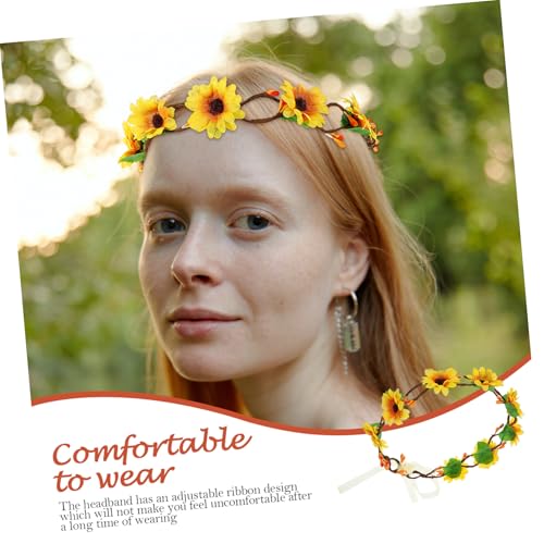 Couronne de fleur bandeau ajustable accessoire floral bohème mariage - 5