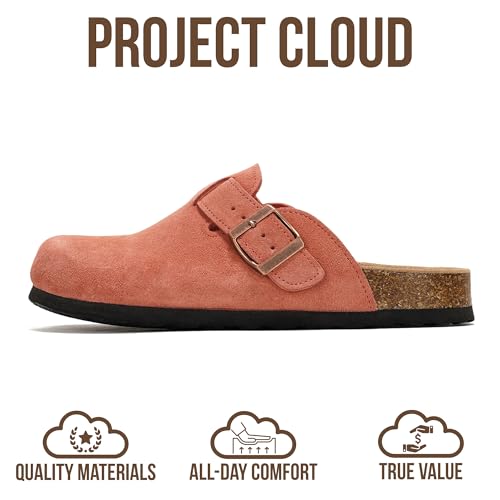 Image of Project Cloud 100% Genuine Leather Footbed Clogs for Women - Memory Foam Arch Support Slippers for Women - Trendy Slip-ons Women's Mules & Clogs Sandals