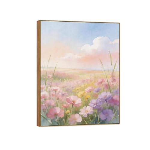 Tableau Aquarelle Fleurs Premium Cadre Bois Salon 40x30cm