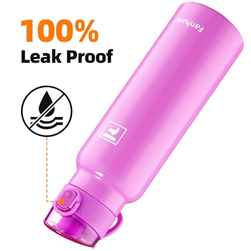 Image of Fanhaw 24 oz Insulated Water Bottle with Soft Silicone Spout Lid, Leakproof Stainless Steel Vacuum Bottle for School, Sports& Daily Use, Kids, Teens& Adults, Back to School Essentials (Purple)