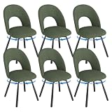 WAFTING Sillas Comedor giratorias Pack 6, Silla de Comedor tapizadas en Tela de Lino, con Patas metálicas, sillas de Cocina con Respaldo Hueco, aptas para Comedor, Cocina y Silla Salon，Verde