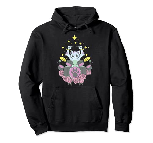 Pastel Goth Kawaii Heavy Metal Regalo Tambor Gato Sudadera con Capucha