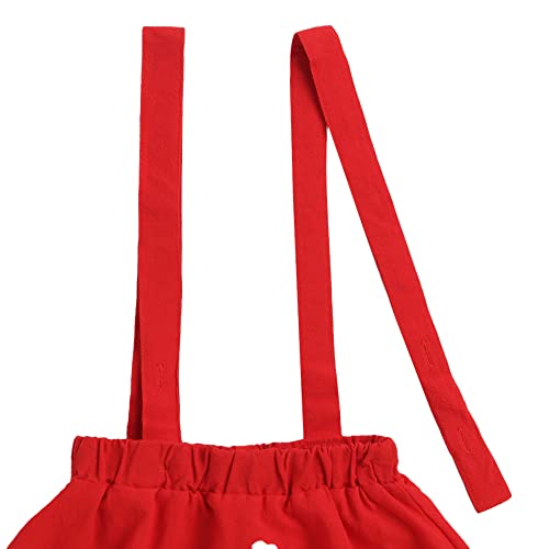 Image of Hopscotch Baby Girls Poly Cotton Solid Half Sleeves Top and Skirt Set in Red Color