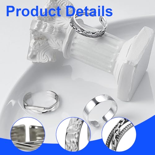 ARHZ 6 Stück Die Öffnung ist verstellbar Silber Ringe Herren, Ringe Herren Edelstahl Ringe Silber Matt Poliert Keltischer Knoten Vintage Ringe Herren Gravur