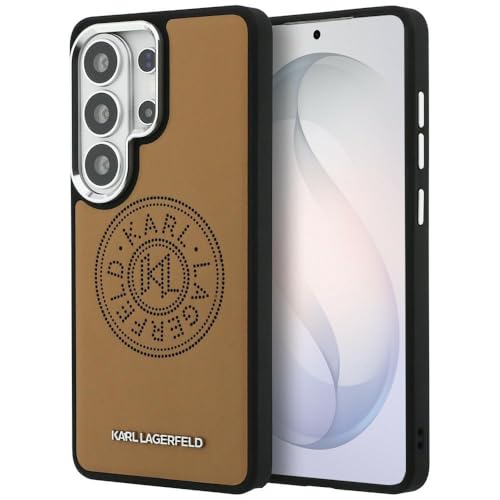 CG MOBILE Karl Lagerfeld Étui perforé KL compatible avec MagSafe pour Samsung Galaxy S26 Ultra (marron)