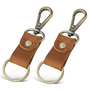 Jack&Chris Genuine Leather Keychain, Small Keychain for Man and Women, Key Holder Mens Belt Key Chain Ring, JC307