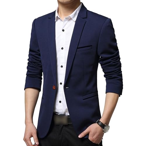 Men's Casual Knit Blazer Jackets 1 Button Lightweight Sport Suit Coats Business Slim Fit Suit Jacket