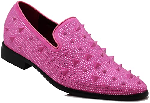 Image of SPK24 Men Vintage Spikes Sparkle Formal Tuxedo Stage Fashion Slip On Loafer Dress Shoes