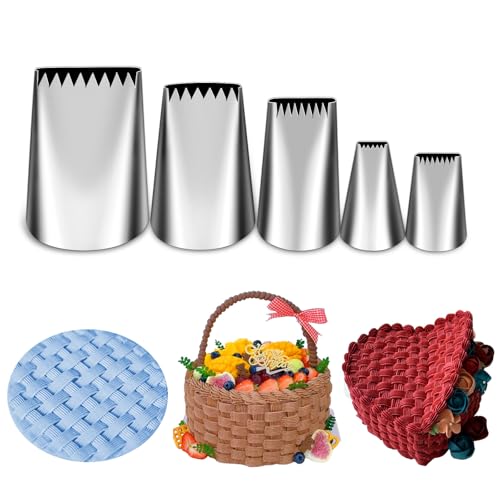 Suuker 5 Pieces Basketweave Piping Tips Set