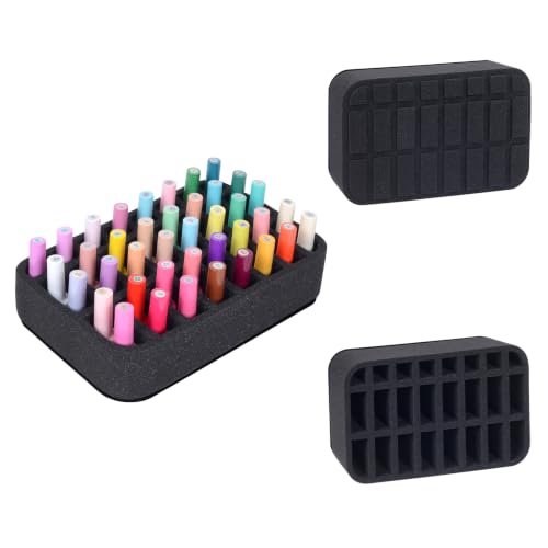 Image of Nail Polish Organizer Holder Foam Pad DIY with 24 Slots for Storage Nail Polish or Essential Oil Tray for Drawers Black