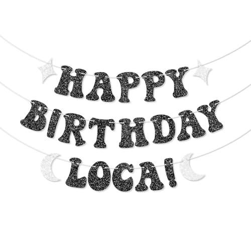 Gybeizhu Happy Birthday Loca Banner Black Vampire Birthday Banner Decorations for Girls/Women Funny Bday Decorations for 18th 21st 25th 30th No DIY.