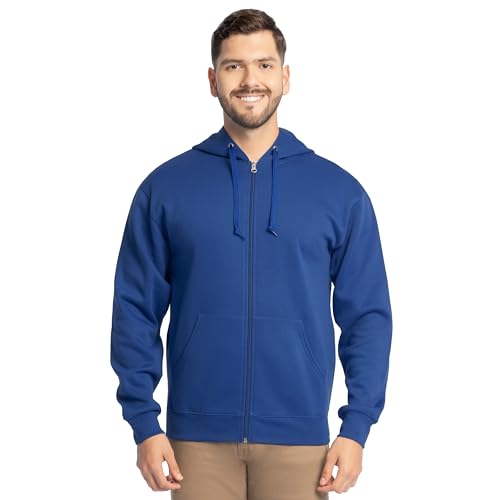 Fruit of the Loom Eversoft Fleece Hoodies, Pullover, Moisture Wicking & Breathable, Sizes S-4x, Mellow Blue Full Zip