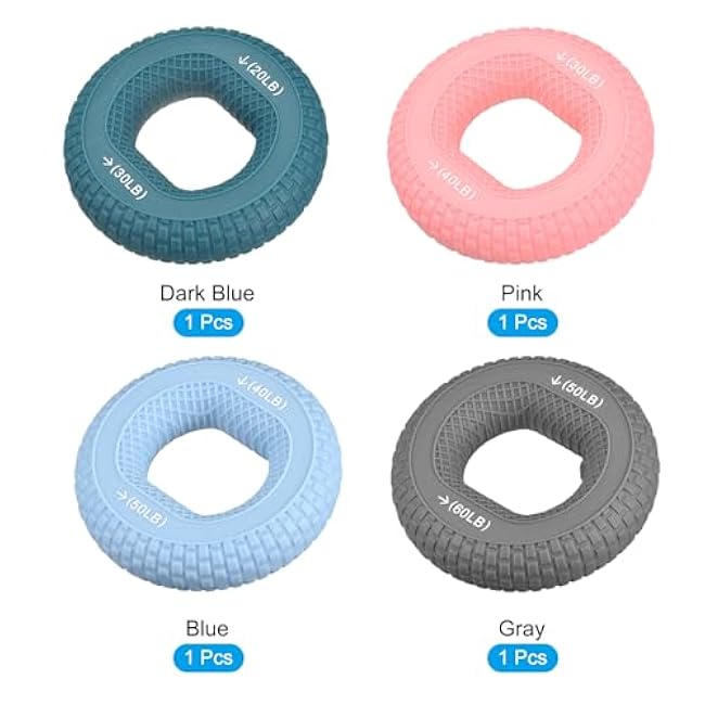 uxcell Hand Grip Strengtheners, 20-30/30-40/40-50/50-60Lb Silicone Grip Strength Training for Rock Climbing, 1Set