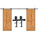 Yaheetech 12Ft Sliding Barn Door Closet Hardware Set Black Wood Antique Style Double Track Kit System