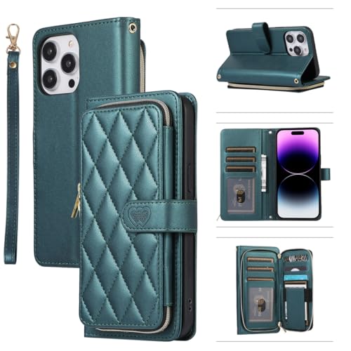 Étui iPhone 15 Pro porte-carte fermeture éclair grande capacité