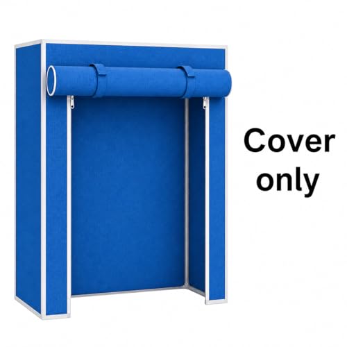 Image of EASY BUY Blue Shoe Rack Cover only, 4 Shelves Cover with Zip Door Lock & Side Pocket | Dustproof | Only 4 Layer H-74 cm x L-56 cm x W-28 cm
