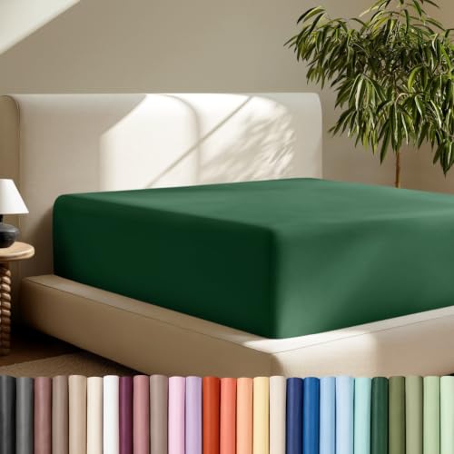 Bare Home Deep Pocket Fitted Sheet (Twin XL - 22'' Pocket, Forest Green)