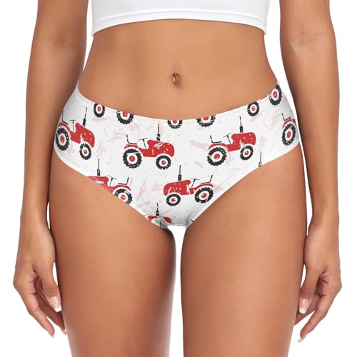 vvfelixl Panties for Women Red Wheeled Tractors Women Underwear Cheeky Panties for Women Women's Classic Bikini Brief Underwear L